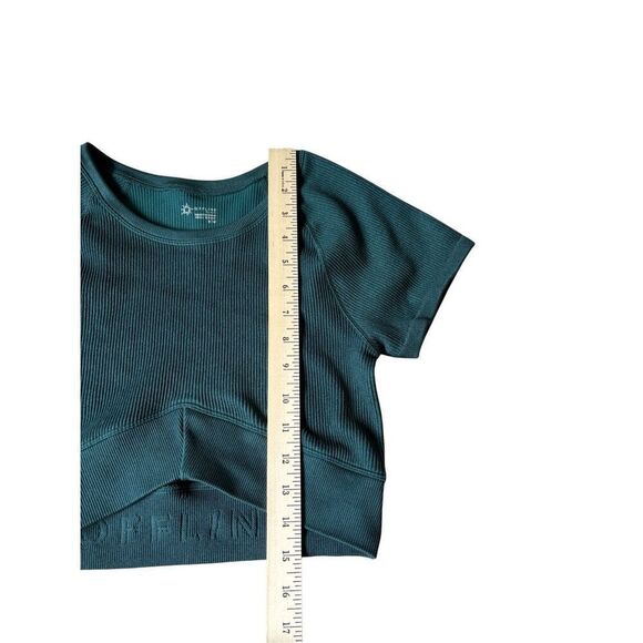 OFFLINE By Aerie Seamless V-Front T-Shirt size M Crop Top Deep Forest Green - Picture 7 of 9